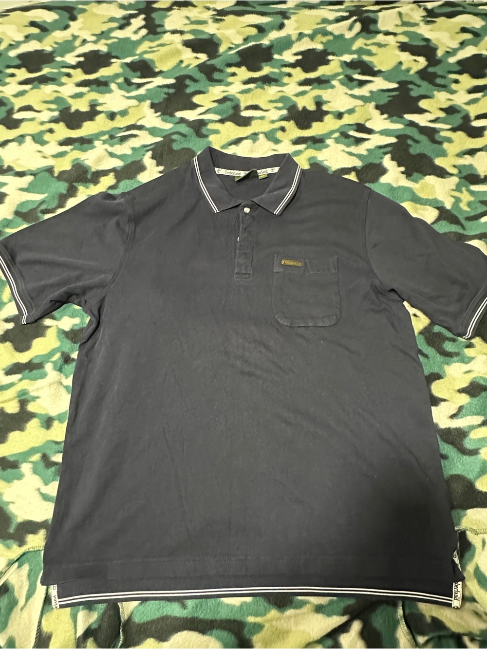 TIMBERLAND Men's Navy Polo Shirt with Chest Pocket